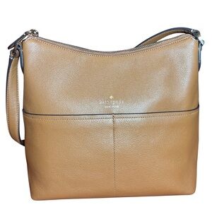 Kate Spade | Brown Tan Camel Leather Shoulder Bag Pockets Handbag Purse